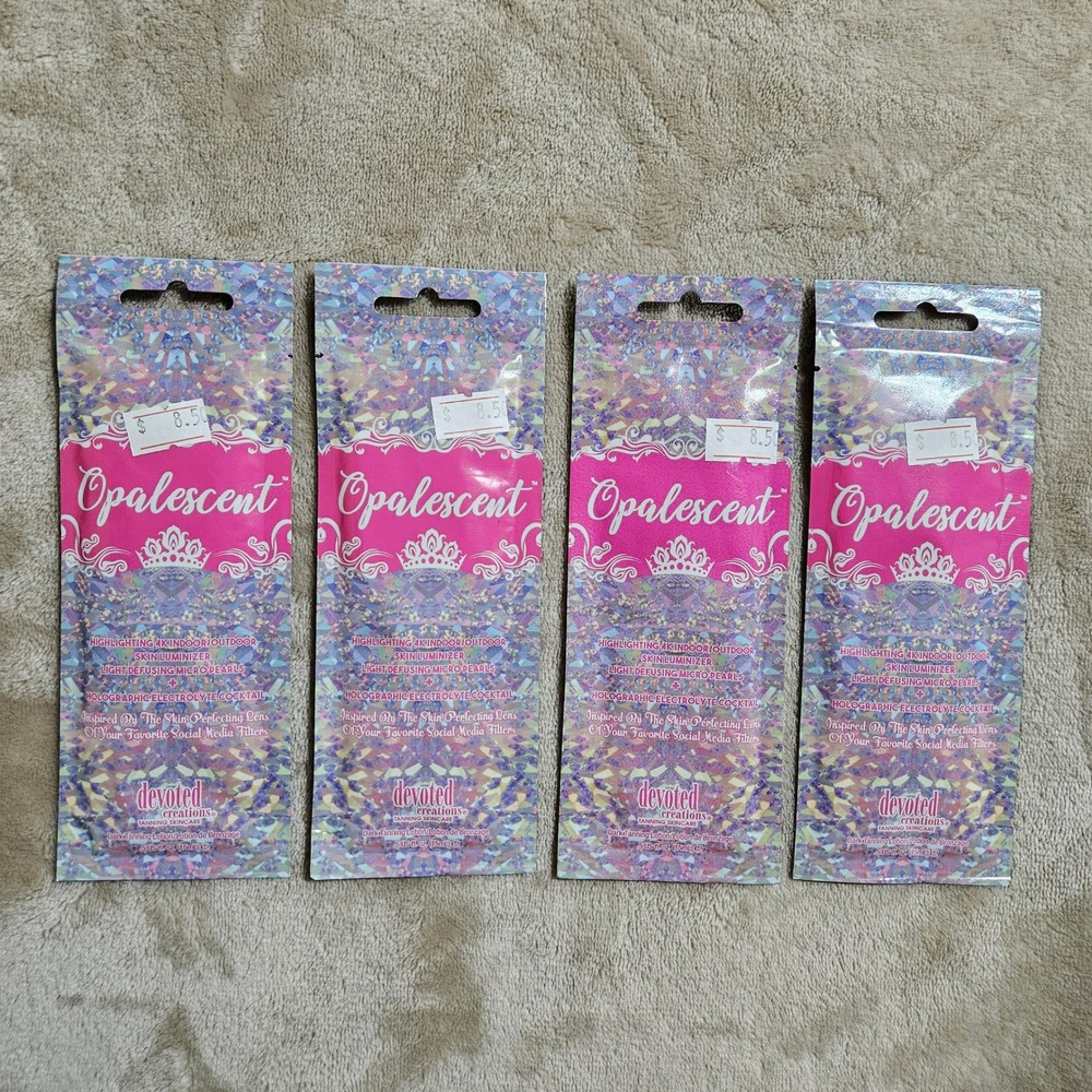 4x Devoted Creations Opalescent Tanning Lotion Packets Indoor Outdoor 0.5oz Each
